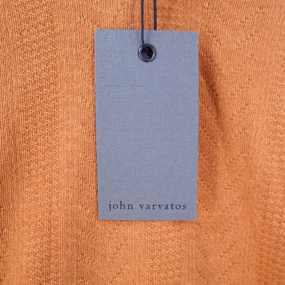 New John Varvatos Men's XS Zion Polo Sienna Brown Textured Organic Cotton - Picture 6 of 15